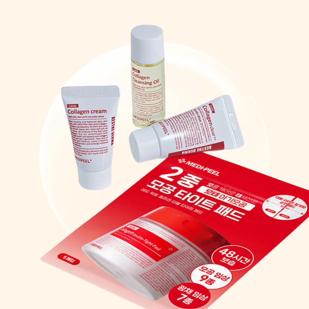 MEDI-PEEL Red Lacto Collagen Trial Kit (20ml+15ml+20ml/5+15g) Миниатюры с коллагеном и лактобактериями