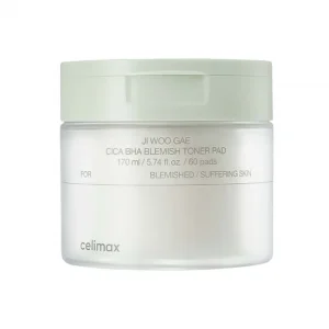 Celimax Пэды для борьбы с несовершенствами кожи - Ji Woo Gae cica BHA blemish toner pad, 60шт