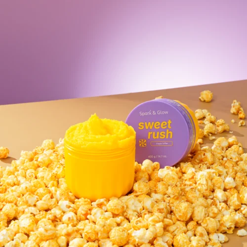 Spark'&Glow Скраб для тела с ароматом соленой карамели - Body scrub purple toffee scent, 400г