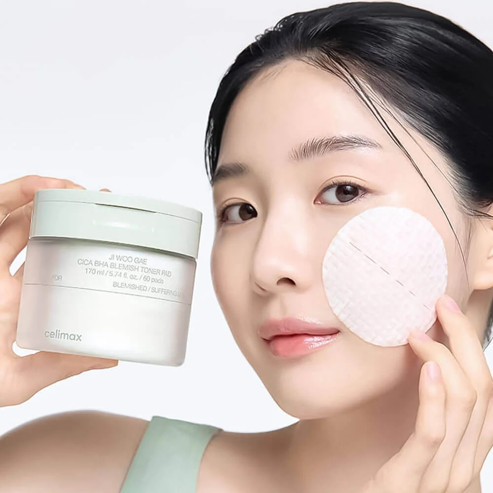 Celimax Успокаивающие тонер-пэды с кислотами и центеллой азиатской Ji Woo Gae Cica BHA Blemish Toner Pad 10 шт 30 мл