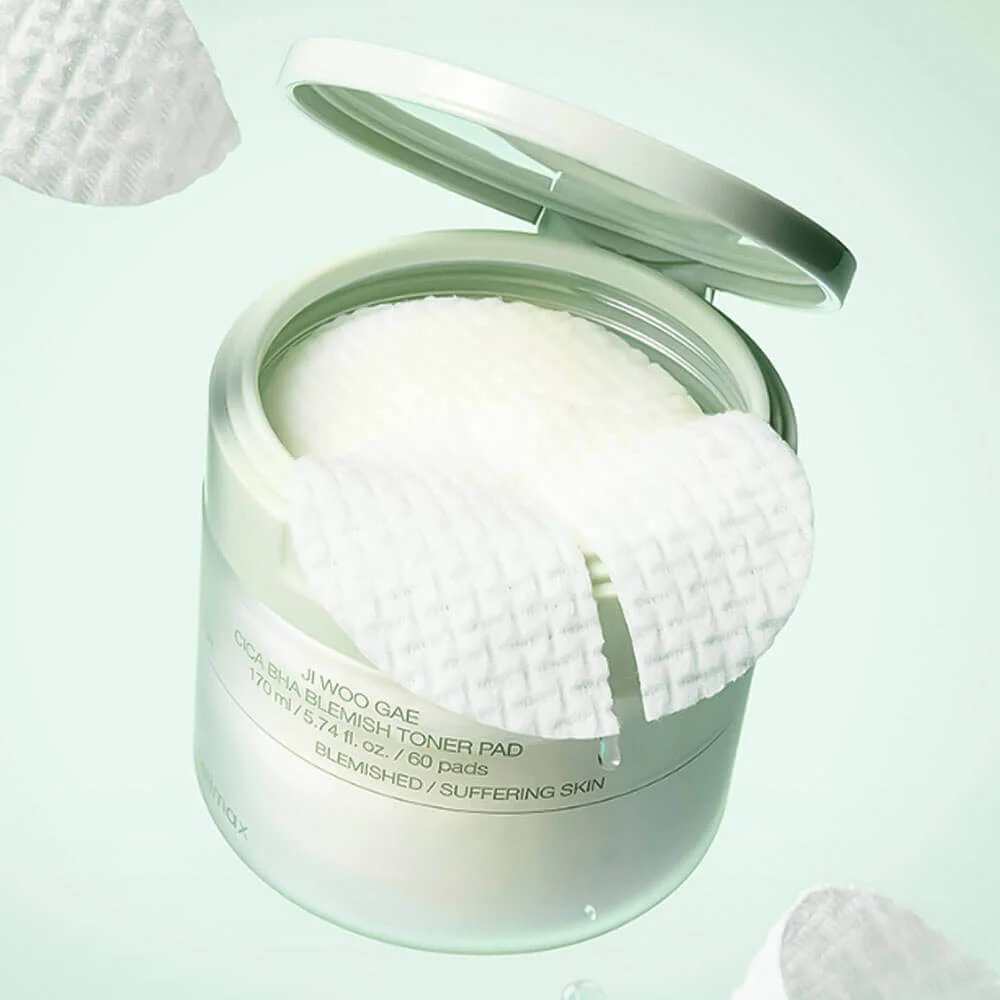 Celimax Успокаивающие тонер-пэды с кислотами и центеллой азиатской Ji Woo Gae Cica BHA Blemish Toner Pad 10 шт 30 мл