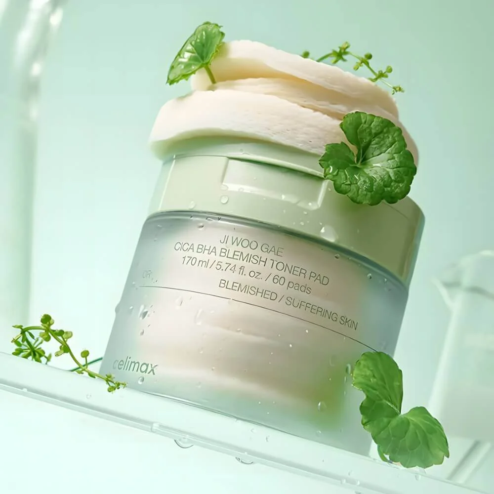 Celimax Успокаивающие тонер-пэды с кислотами и центеллой азиатской Ji Woo Gae Cica BHA Blemish Toner Pad 10 шт 30 мл